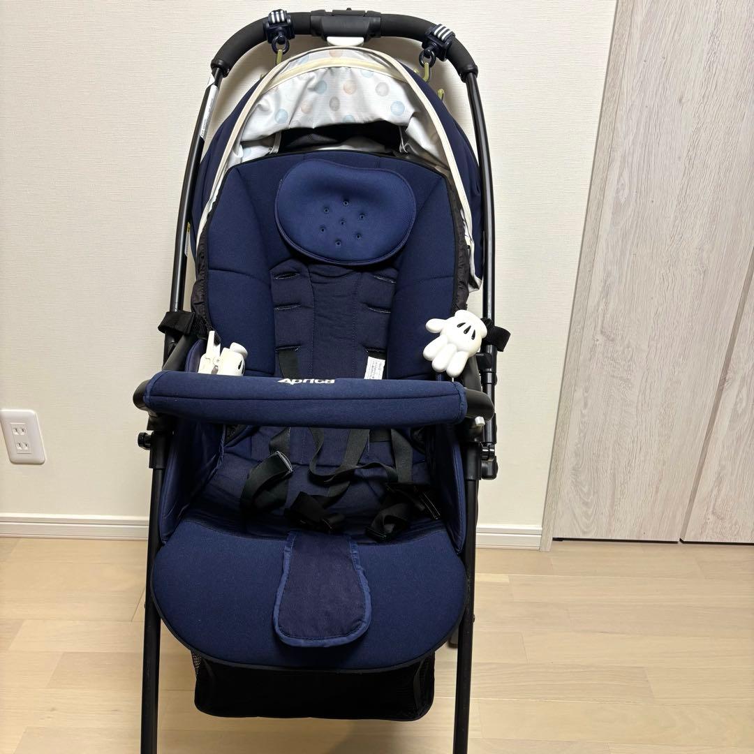 美品★説明書　レインカバー付き　Aprica アップリカ カルーンエアー 紺