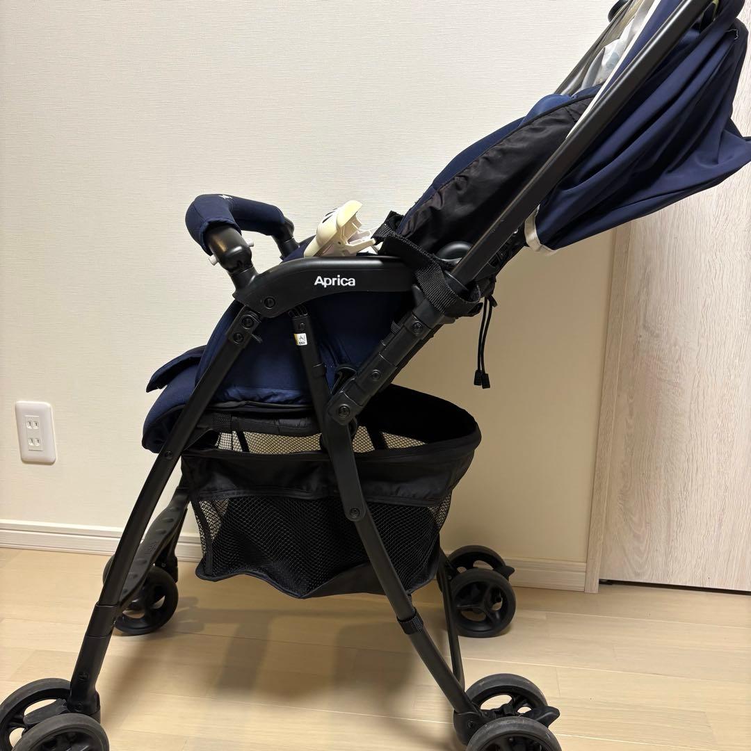 美品★説明書　レインカバー付き　Aprica アップリカ カルーンエアー 紺