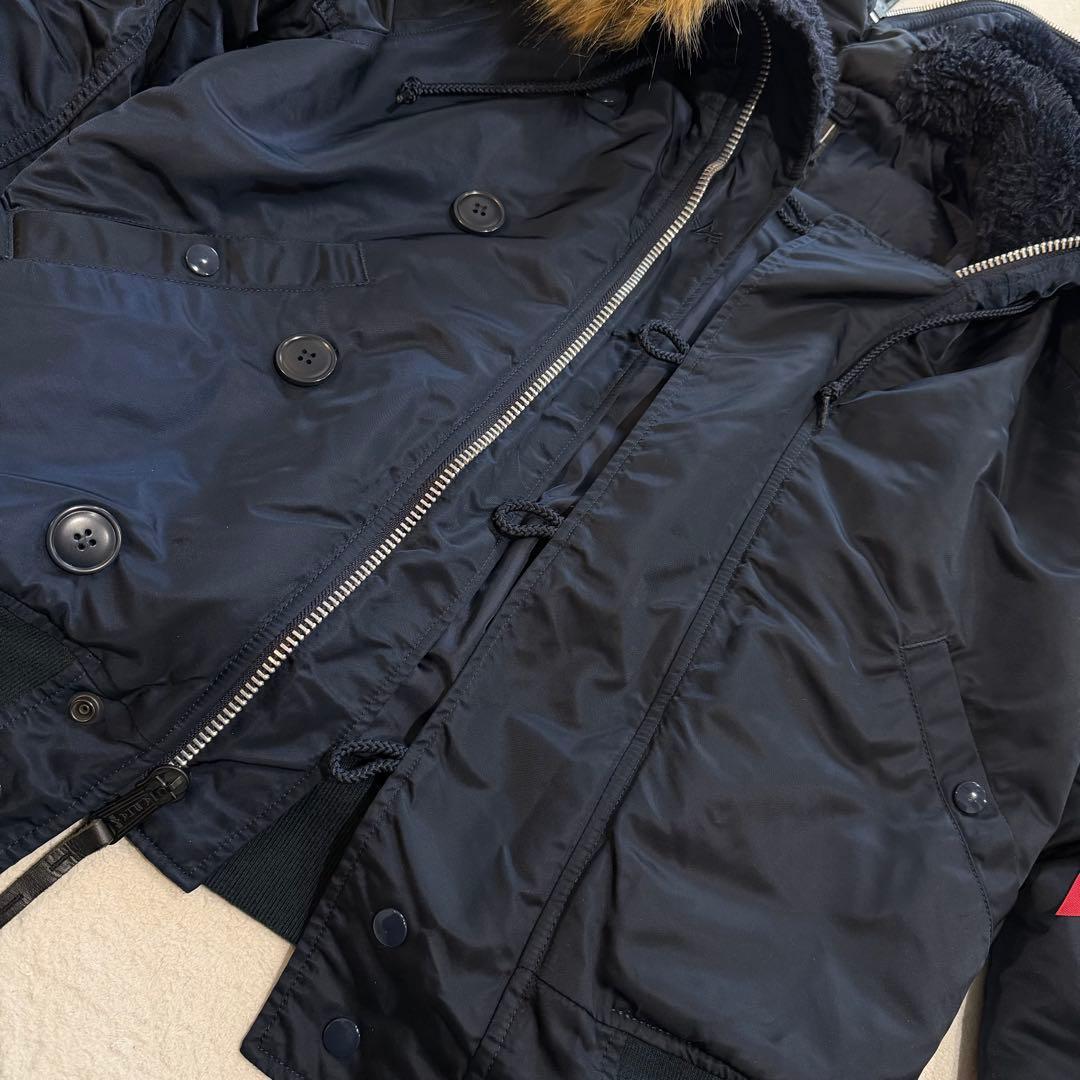 アルファインダストリーズ N-2B 短丈 Y2K ボア ファー ネイビー M