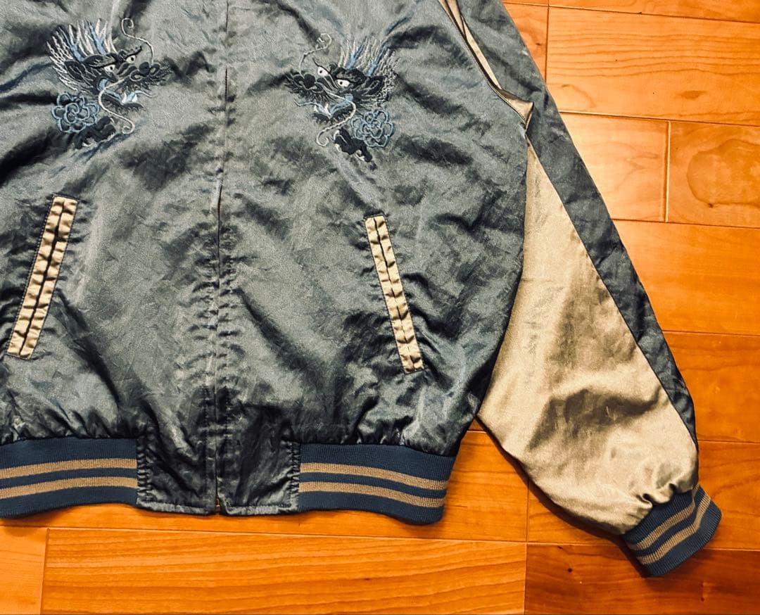 希少　入手困難　YAMA50 ヤマコ　スカジャン　竜　ドラゴン　富士山　青　M