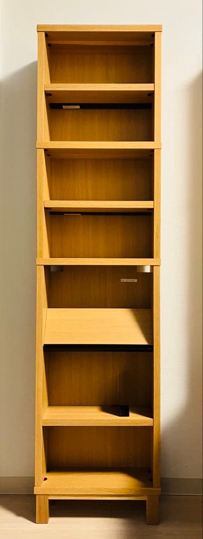 無印良品　薄型ラック・小・奥行16cm　オーク材　追加セット付き　オーク材