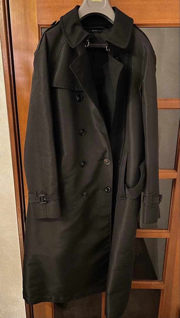 TOM FORD シルクポリ カシミヤ トレンチコート 46サイズ ブラック
