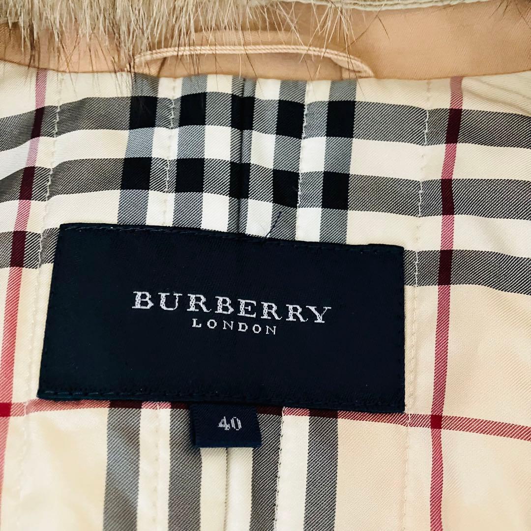 【美品】バーバリーロンドン トレンチコート ショート ファー ノバチェック 40