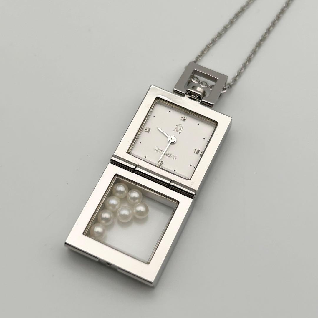 【新品電池 稼働】MIKIMOTO ペンダントウォッチ MOP 首掛け パール