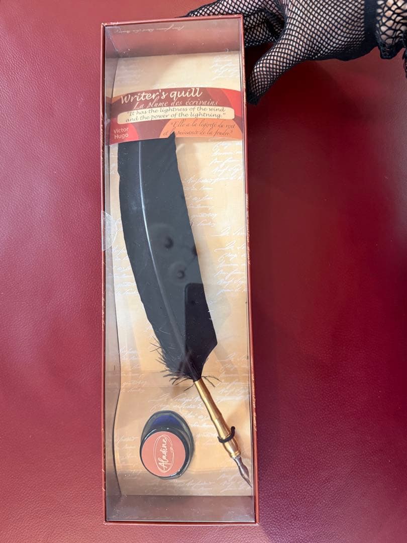 フランス製 羽ペン＆インクセット(紺色)