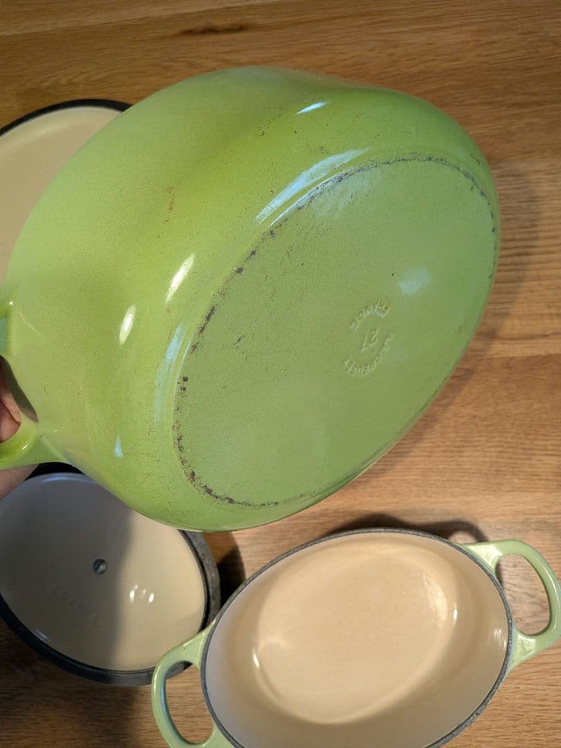 LE CREUSET ホーロー鍋セット グリーン 大小