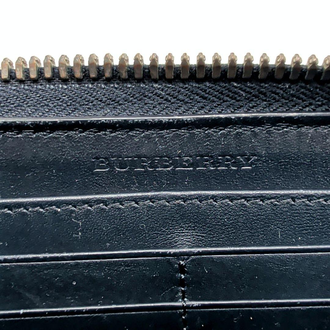 BURBERRY 長財布 バーバリー バイカラー ロゴ ネイビー 本革 ブルー
