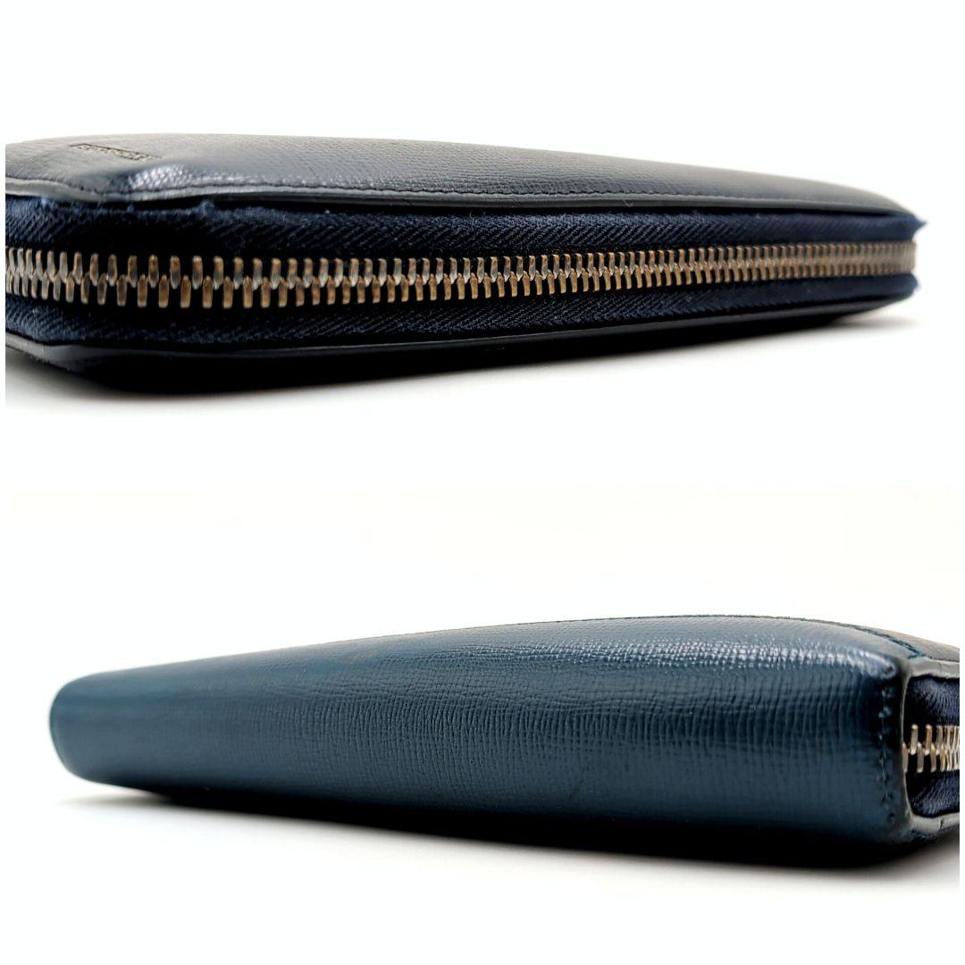 BURBERRY 長財布 バーバリー バイカラー ロゴ ネイビー 本革 ブルー