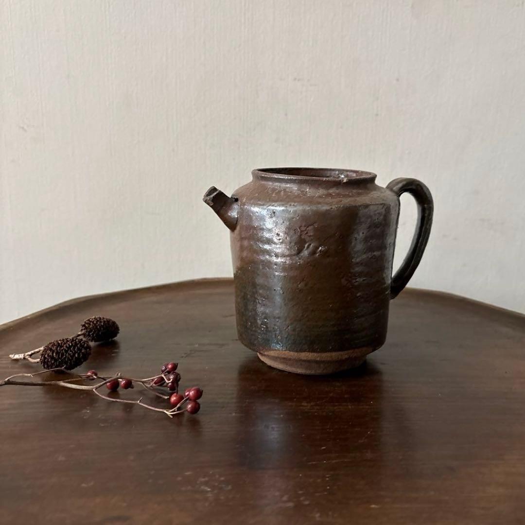 古い水差し　瀬戸　美濃　フラワーポット　アンティーク　古道具　ピッチャー　検李朝