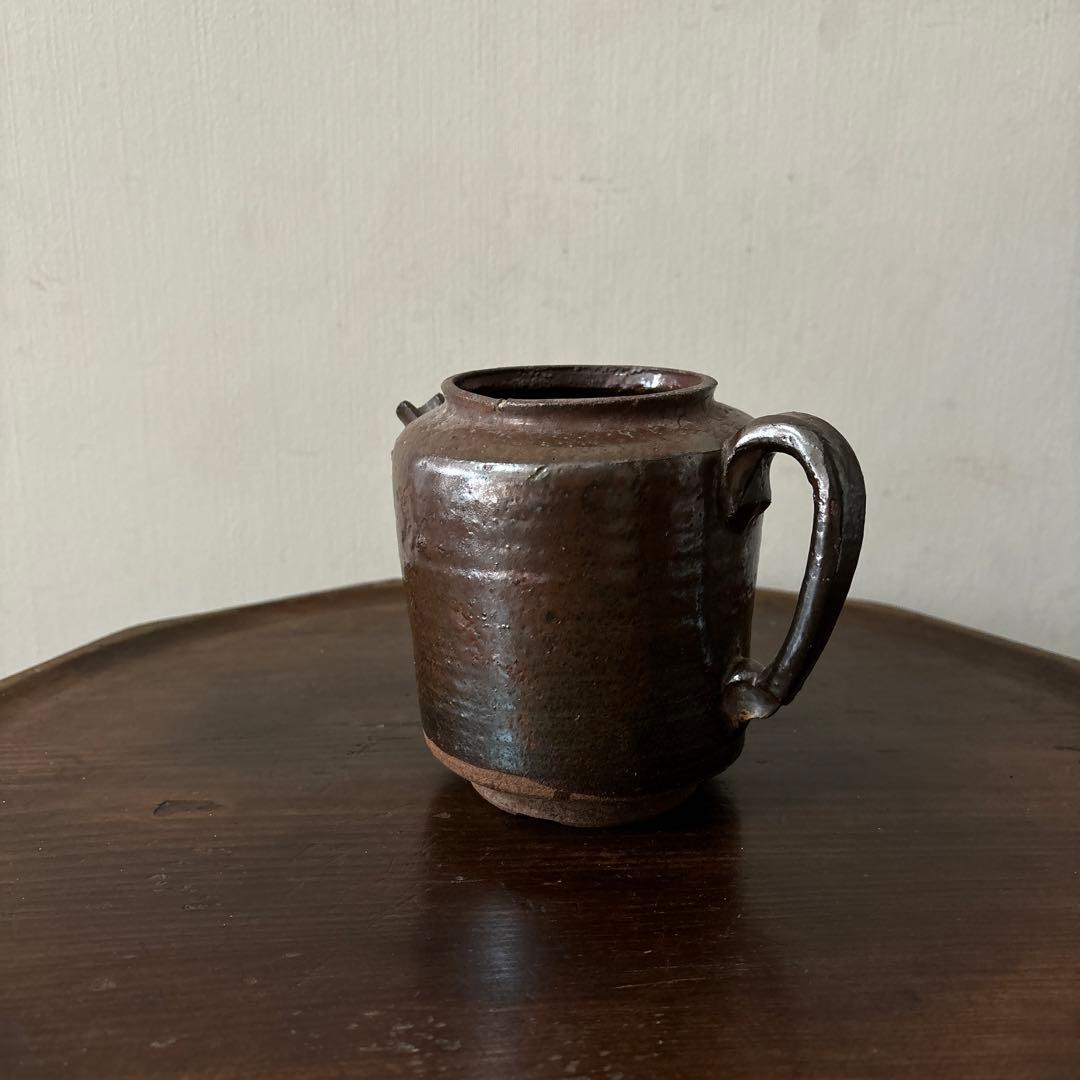 古い水差し　瀬戸　美濃　フラワーポット　アンティーク　古道具　ピッチャー　検李朝
