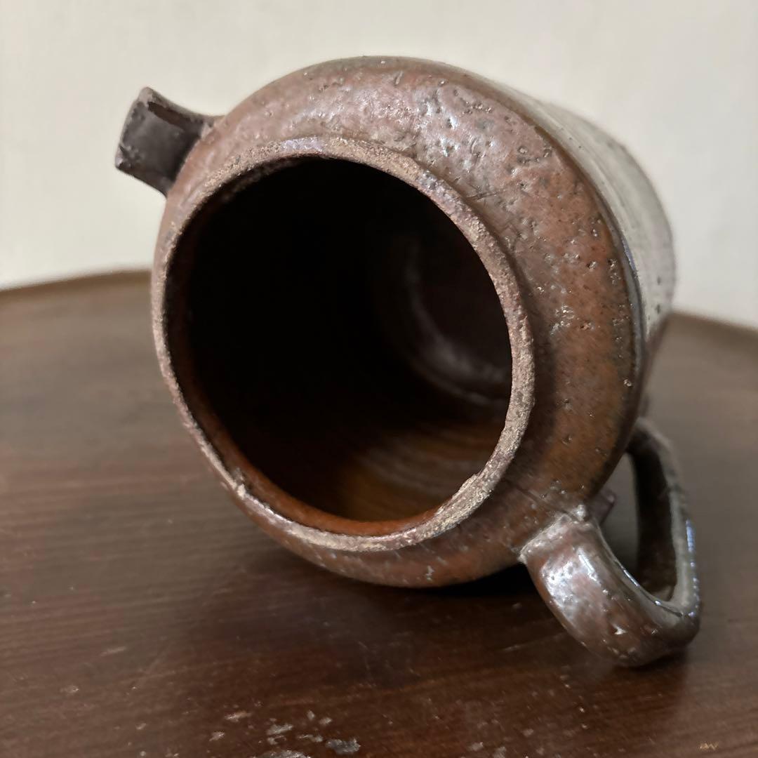 古い水差し　瀬戸　美濃　フラワーポット　アンティーク　古道具　ピッチャー　検李朝