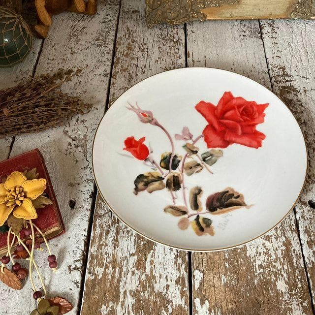 50sヴィンテージ*オールドノリタケ*古い 飾り皿*井上武 画伯*薔薇 プレート