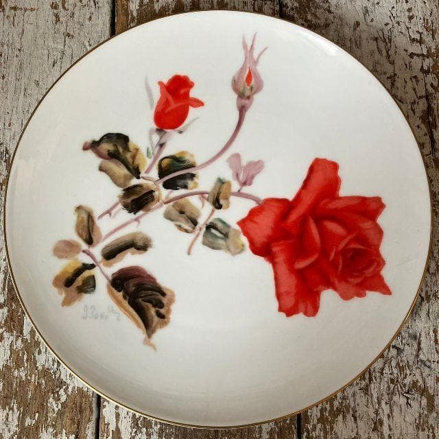 50sヴィンテージ*オールドノリタケ*古い 飾り皿*井上武 画伯*薔薇 プレート