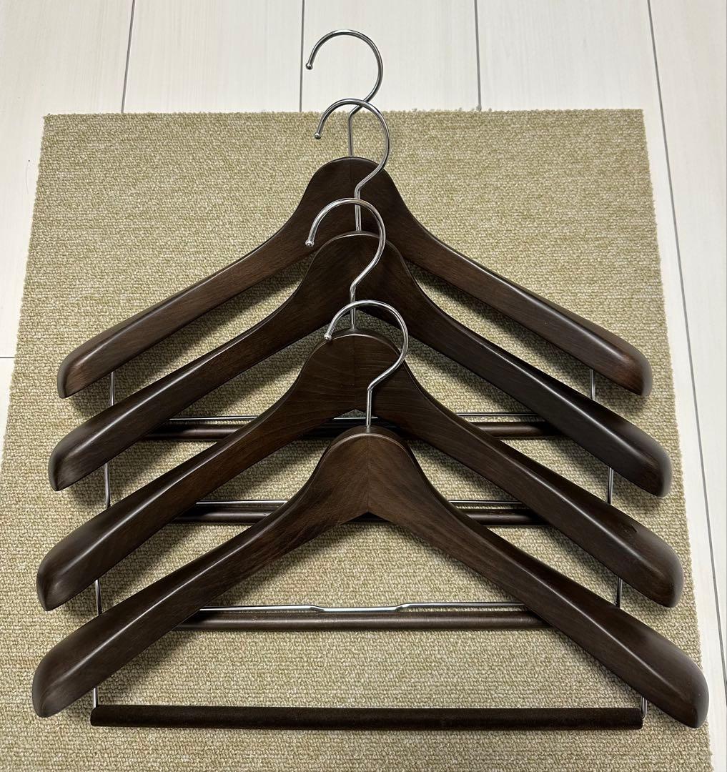 木製スーツハンガー 4本セット ダークブラウン　ナカタハンガー