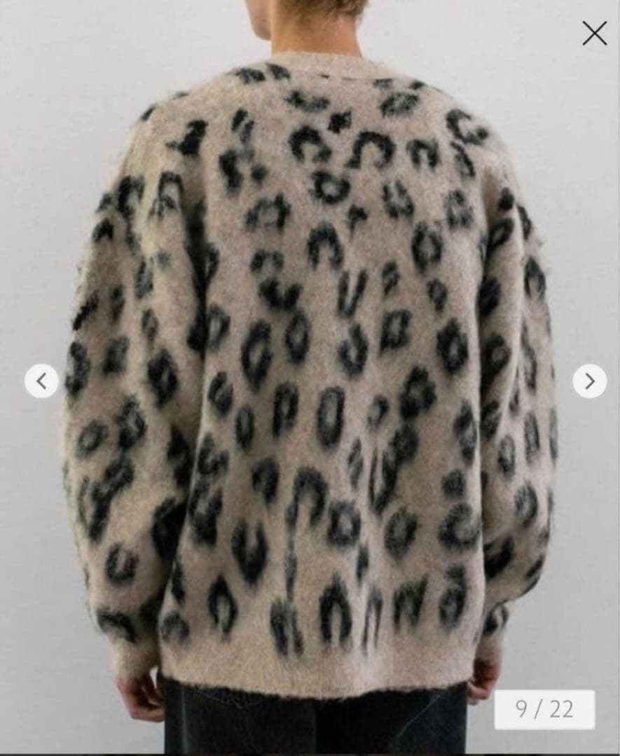 monkey time レオパード ブラッシュド モヘヤ カーディガン モヘア