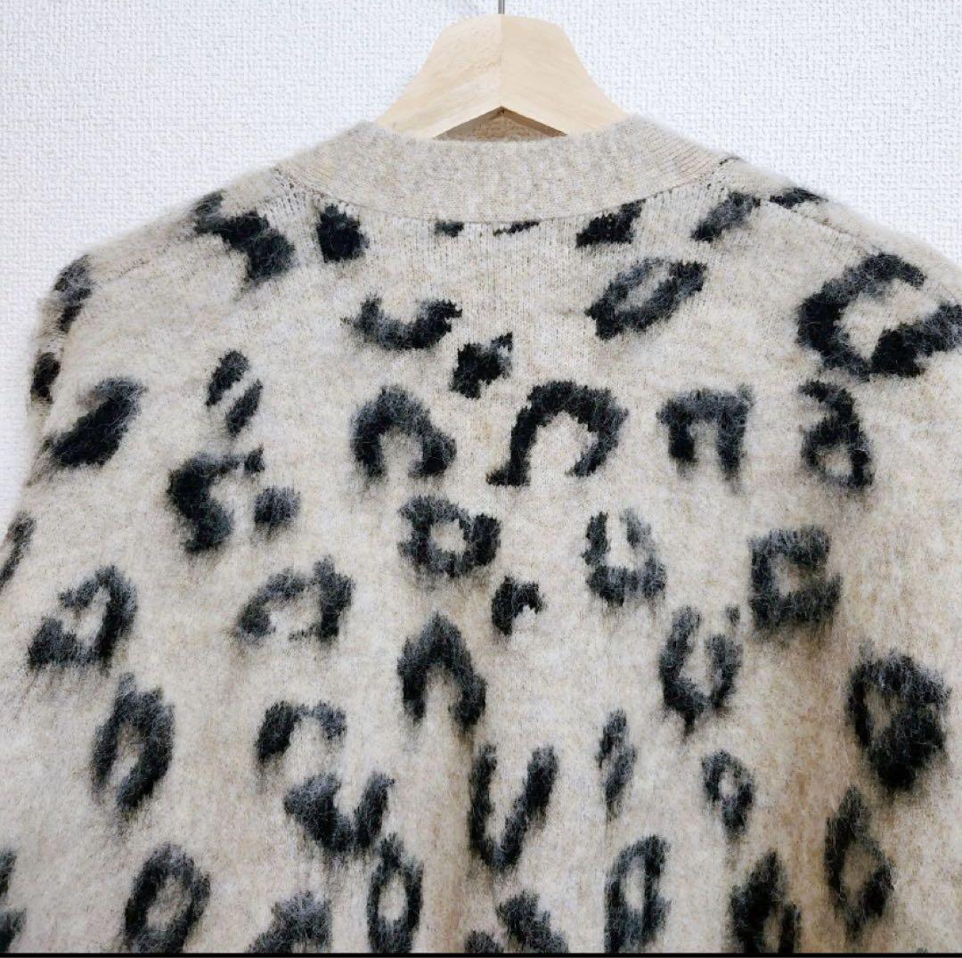 monkey time レオパード ブラッシュド モヘヤ カーディガン モヘア