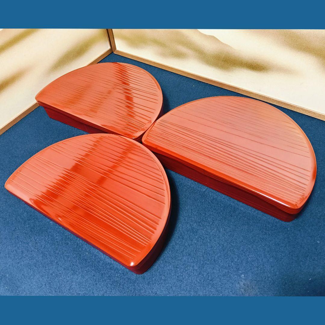 AK13 輪島塗 半月弁当 へぎ目 刷毛目弁当 三客 懐石会席弁当