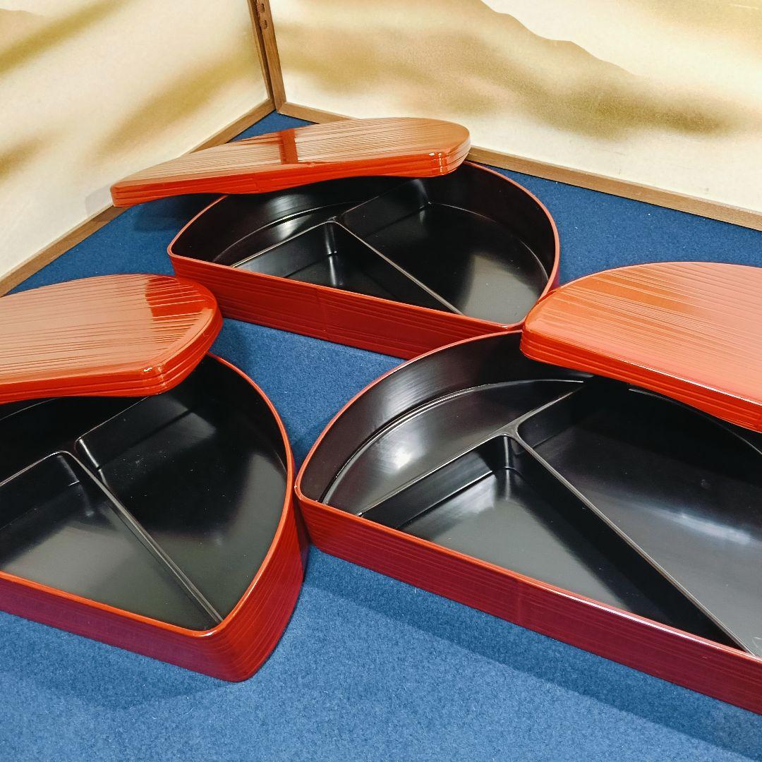 AK13 輪島塗 半月弁当 へぎ目 刷毛目弁当 三客 懐石会席弁当