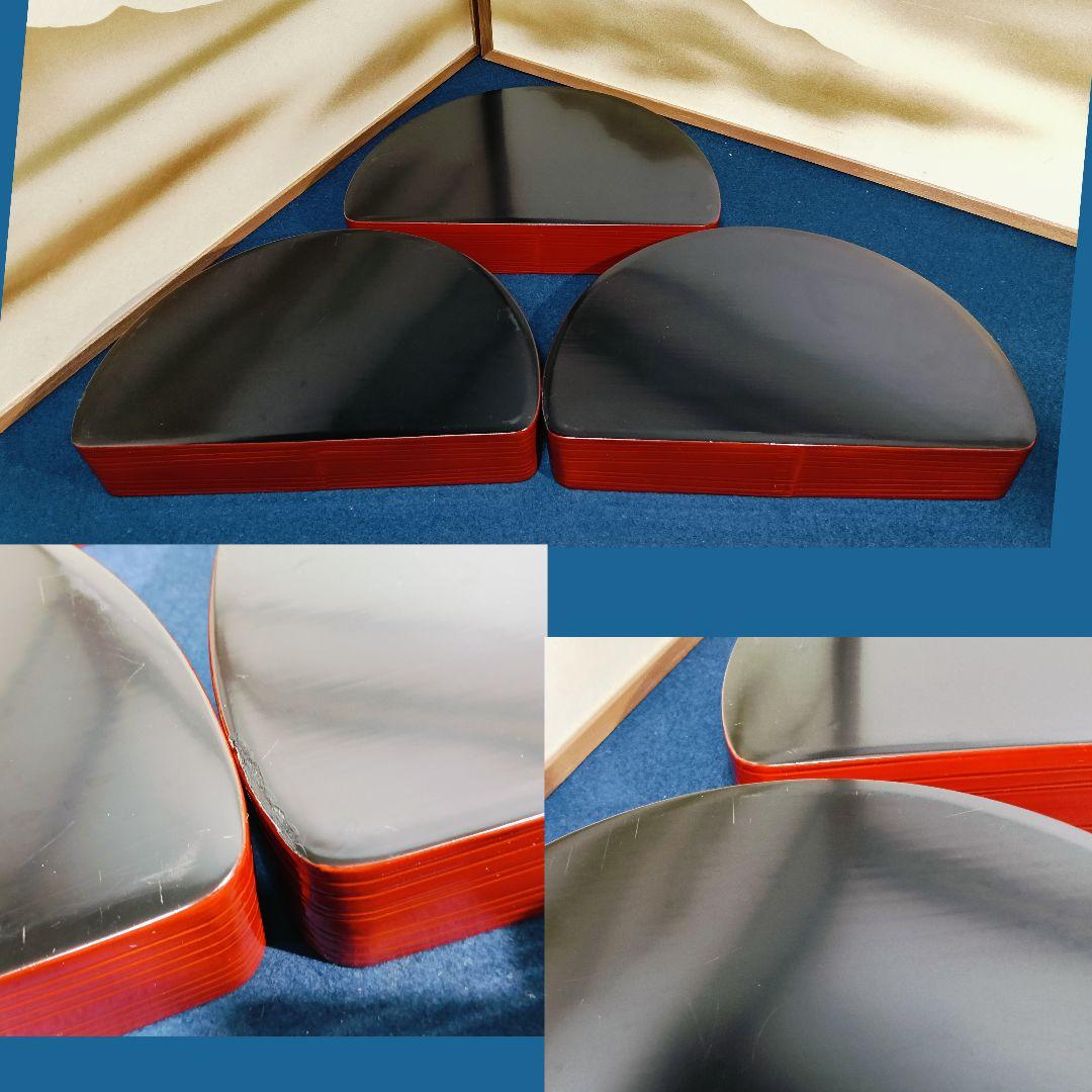 AK13 輪島塗 半月弁当 へぎ目 刷毛目弁当 三客 懐石会席弁当