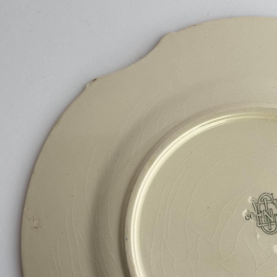 訳あり　フランスアンティーク　Gien ジアン レリーフ　デザートプレート