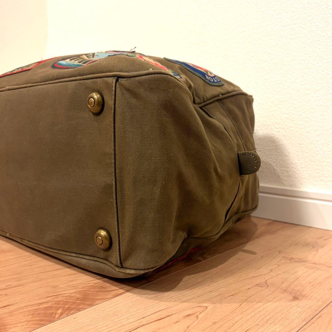 ⭐️キャスキッドソン　限定品‼️　キャンバスボストンバッグ　ワッペン　カーキ
