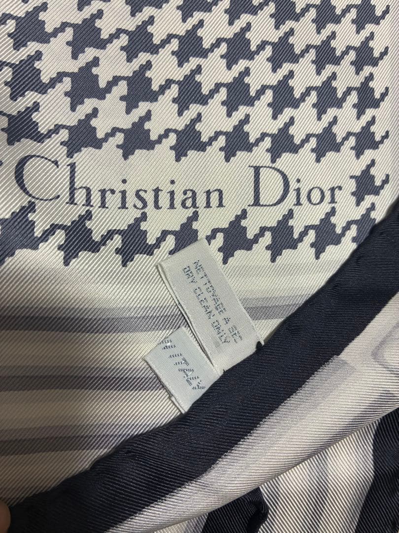 極美　クリスチャンディオール　大判スカーフ　シルバーグレー