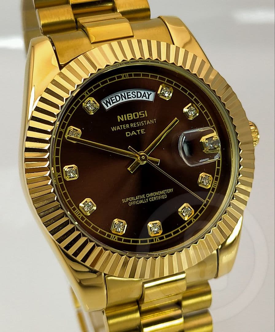 専用ご予約品【ディープブラウン文字盤/新品】デイデイト機能 10P