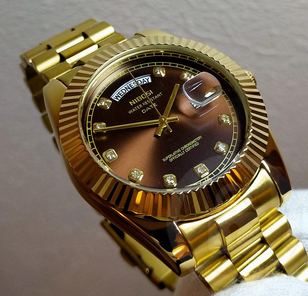 専用ご予約品【ディープブラウン文字盤/新品】デイデイト機能 10P