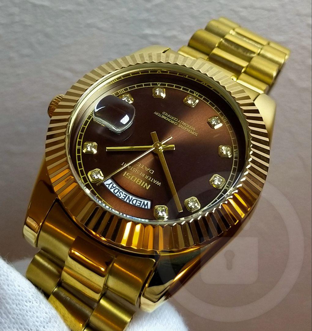 専用ご予約品【ディープブラウン文字盤/新品】デイデイト機能 10P