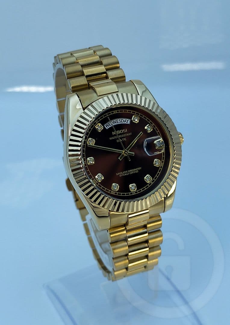 専用ご予約品【ディープブラウン文字盤/新品】デイデイト機能 10P