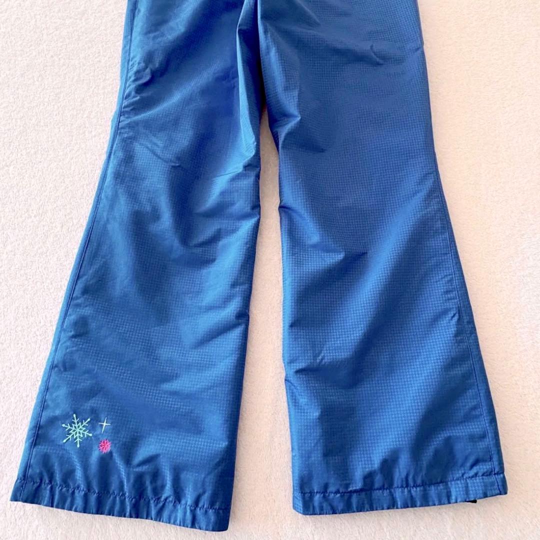 ジュニア　140 150 スキー　スノボ　上下　ドット　ブルー　サイズ調整