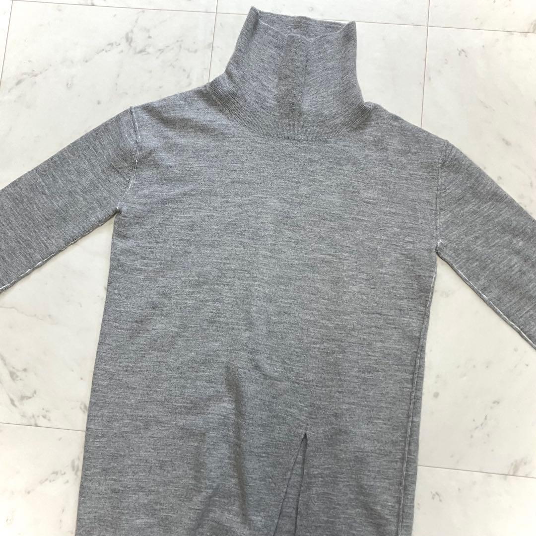 美品 ウィムガゼット ウールカシミヤ ハイネックニット チュニック丈 グレー