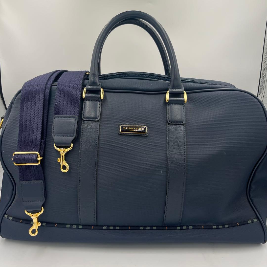 バーバリーゴルフ ボストンバッグ 2way ノバチェック PVC ネイビー
