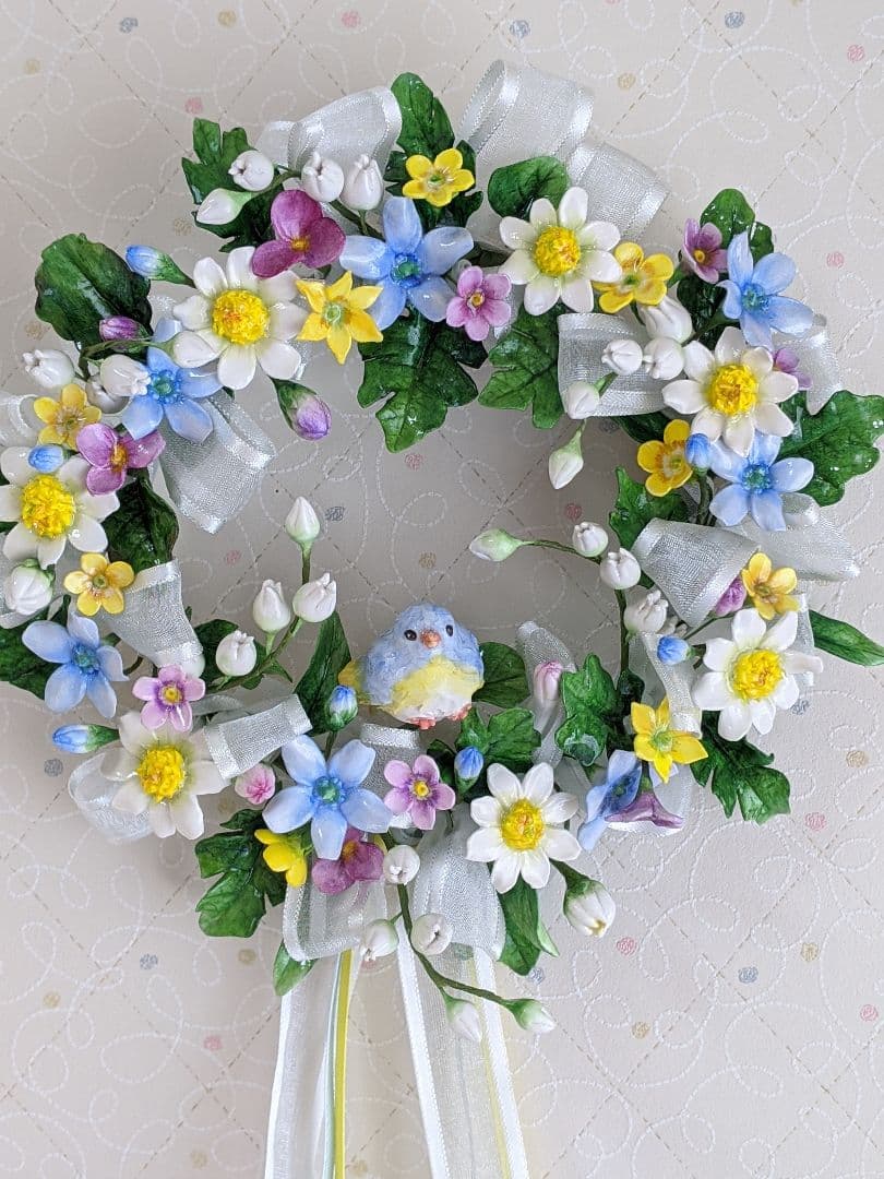 【ひろりん】クレイフラワー♡リース♡ハンドメイド