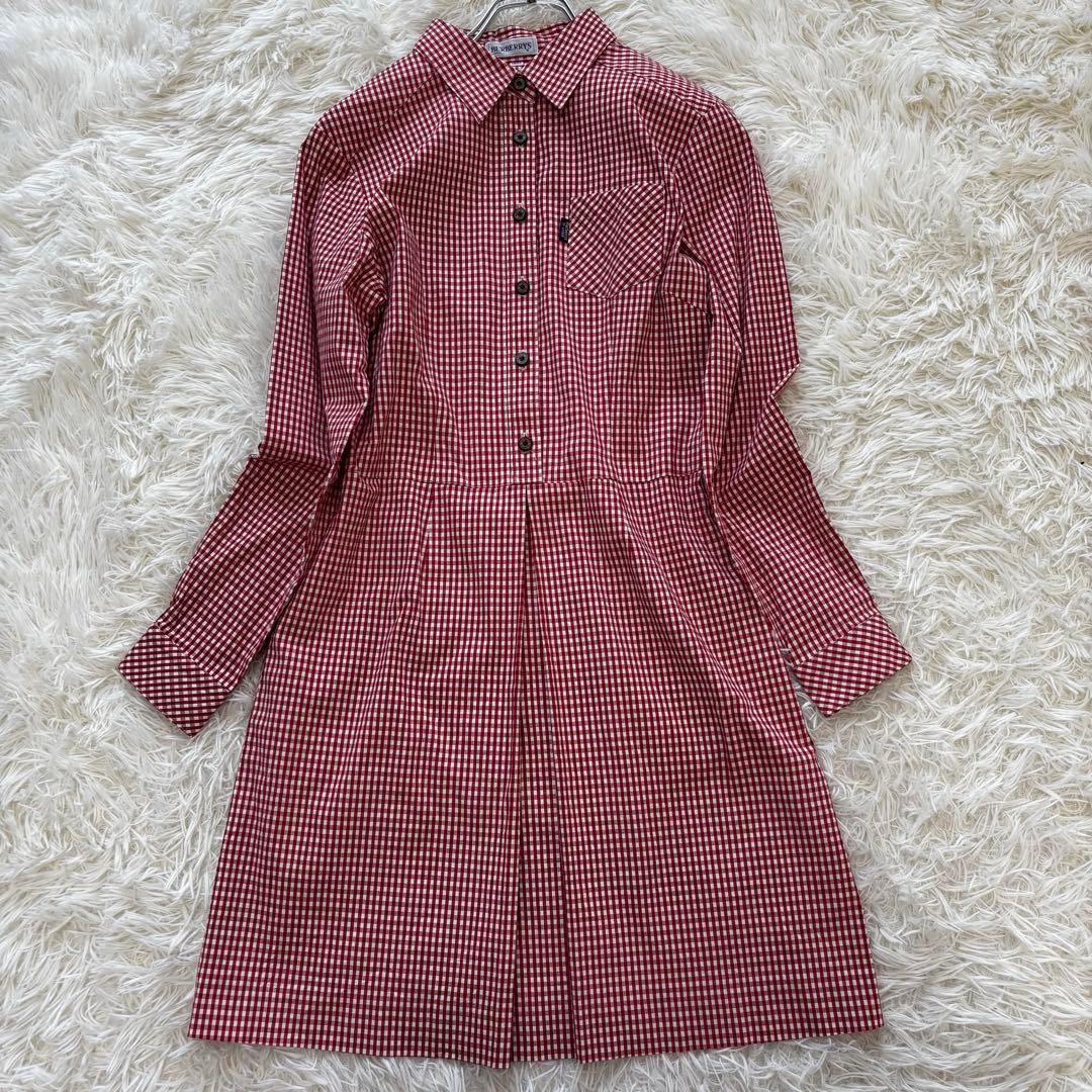 Burberry✨シャツワンピース　ギンガムチェック　刻印ボタン　女の子　160