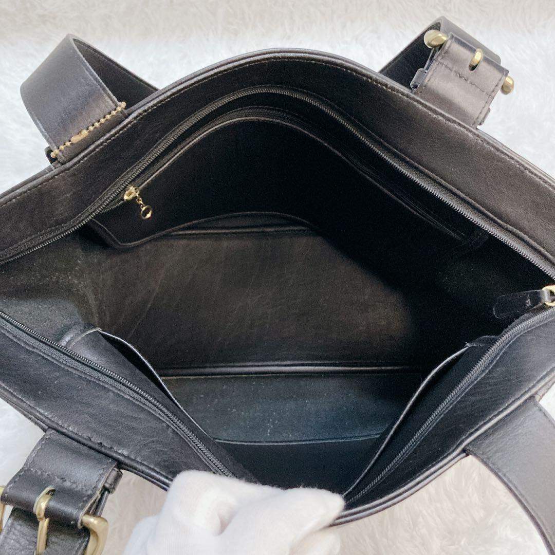 【美品】COACH oldcoach レザー トートバッグ A4可 ブラック 金