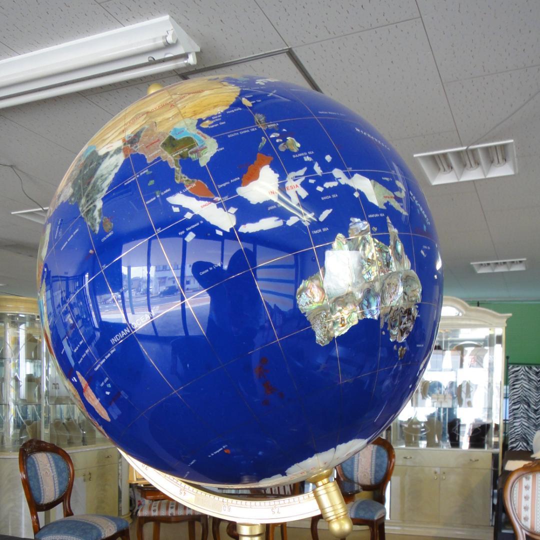 新品天然石地球儀65cm