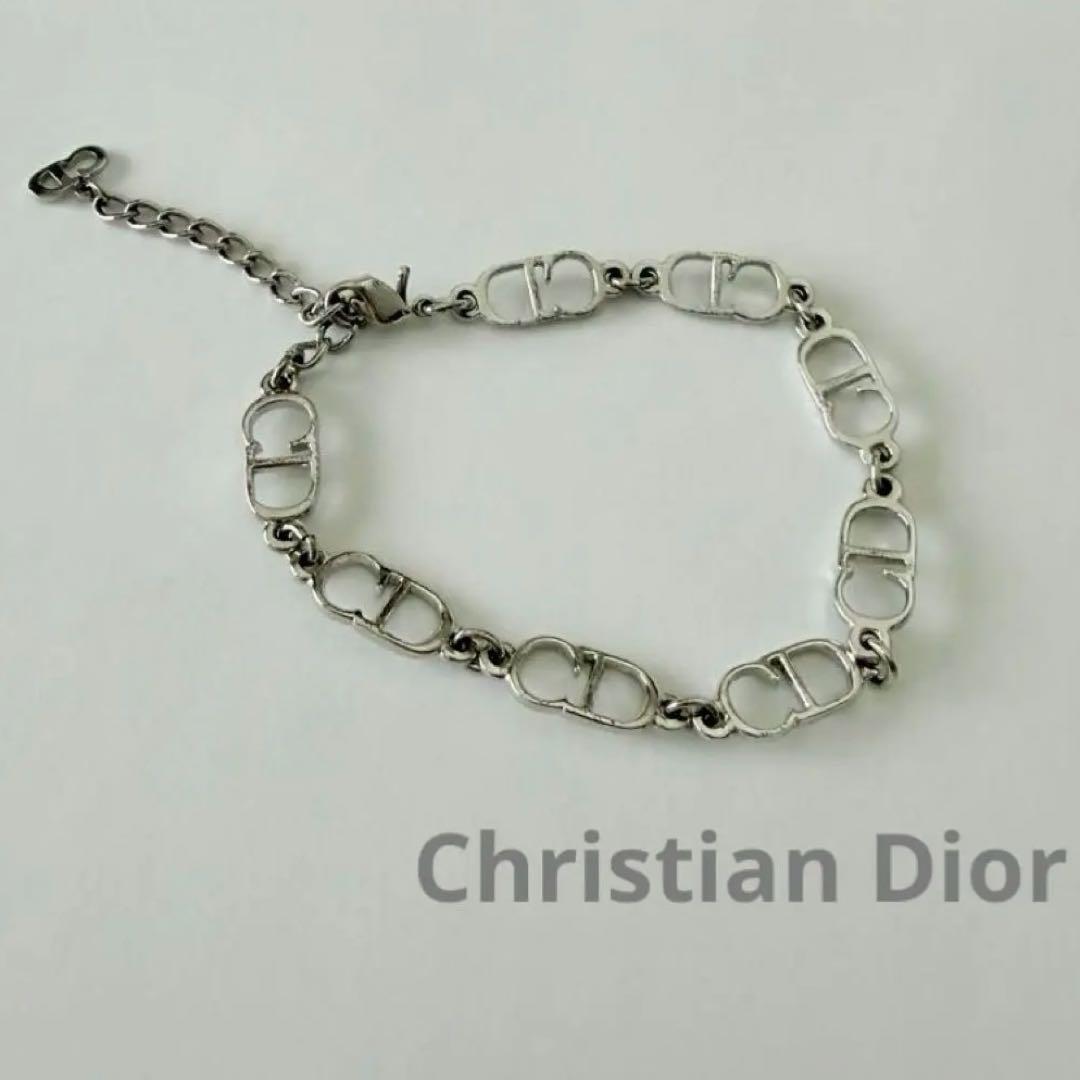 Christian Dior ディオール シルバーリンクチェーンロゴブレスレット