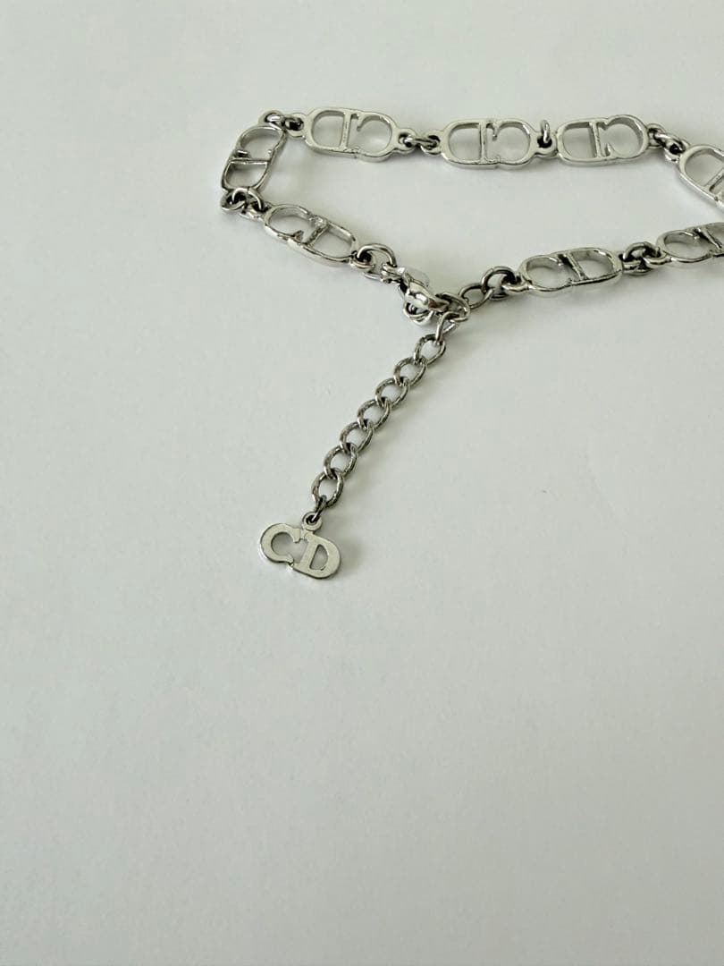 Christian Dior ディオール シルバーリンクチェーンロゴブレスレット
