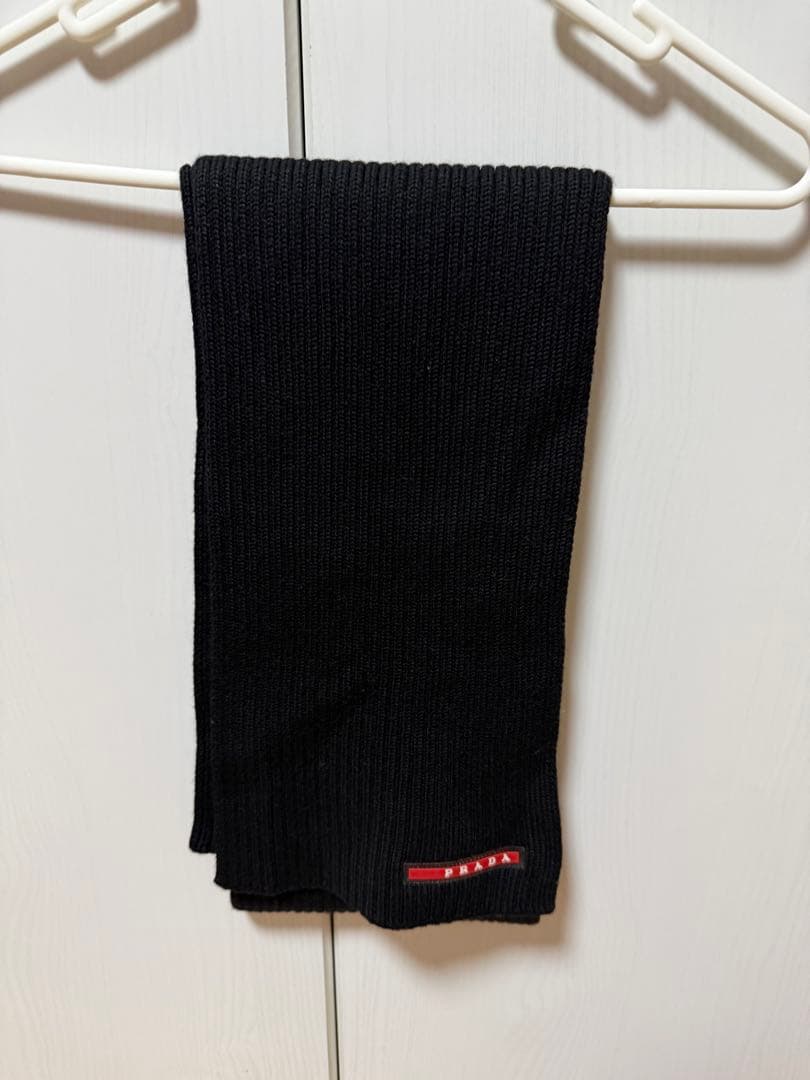 や*や様 PRADA ブラック マフラー ウール リブ編み