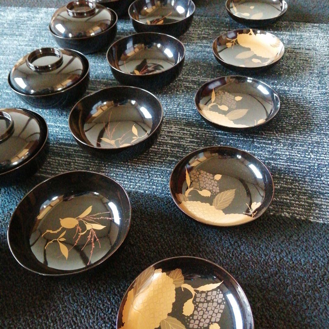 輪島塗　盛上金蒔絵蓋付椀　10客　昭和初期