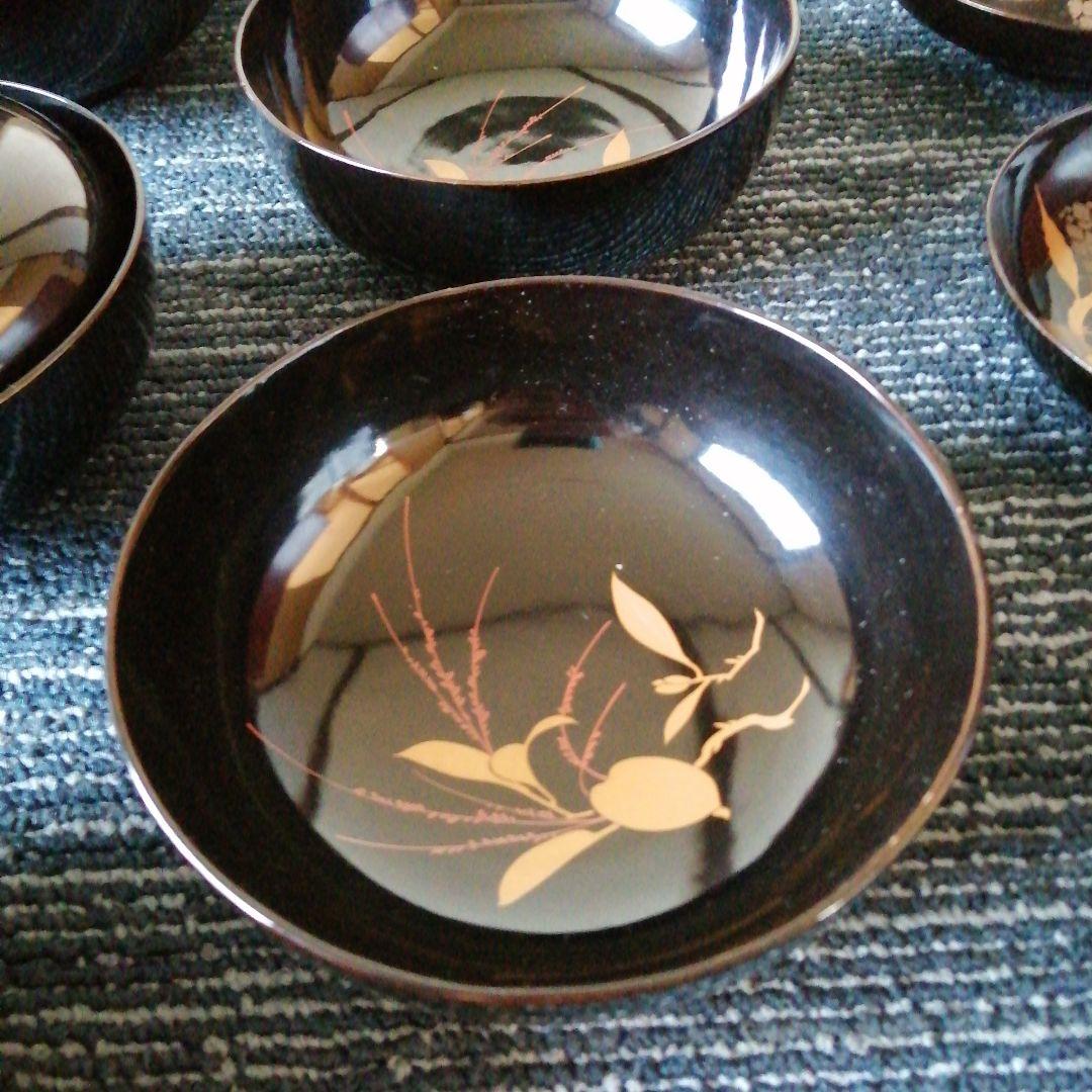 輪島塗　盛上金蒔絵蓋付椀　10客　昭和初期