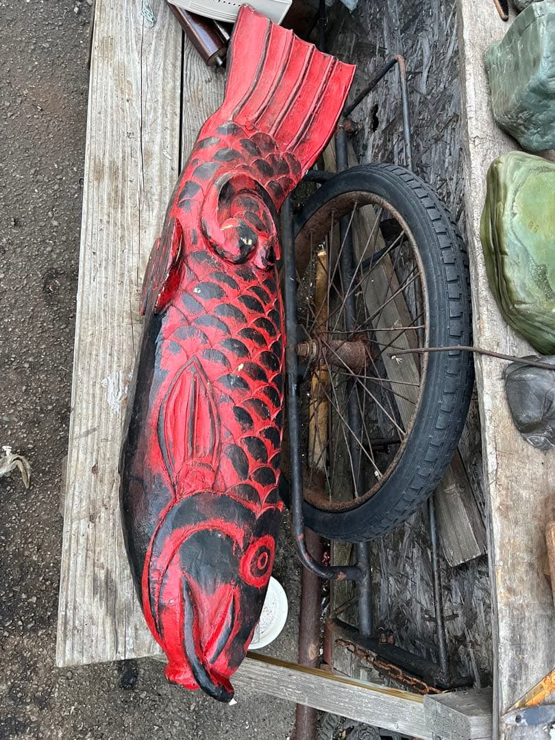 自在鉤横木、鯉の自在鉤、鯉の木彫り、木彫りの鯉、鯉の置き物