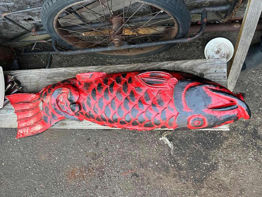 自在鉤横木、鯉の自在鉤、鯉の木彫り、木彫りの鯉、鯉の置き物