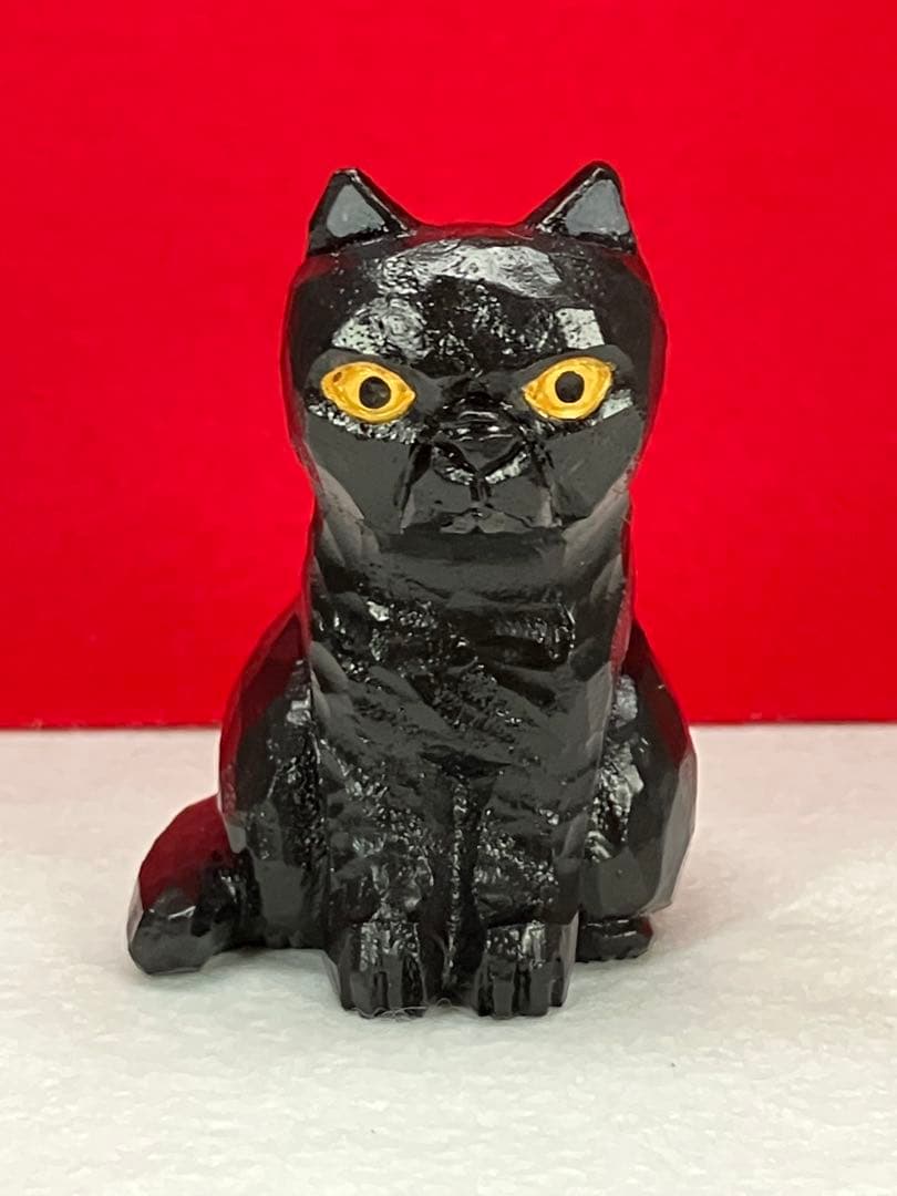 黒猫（小）（座り）3体　木彫り　置物