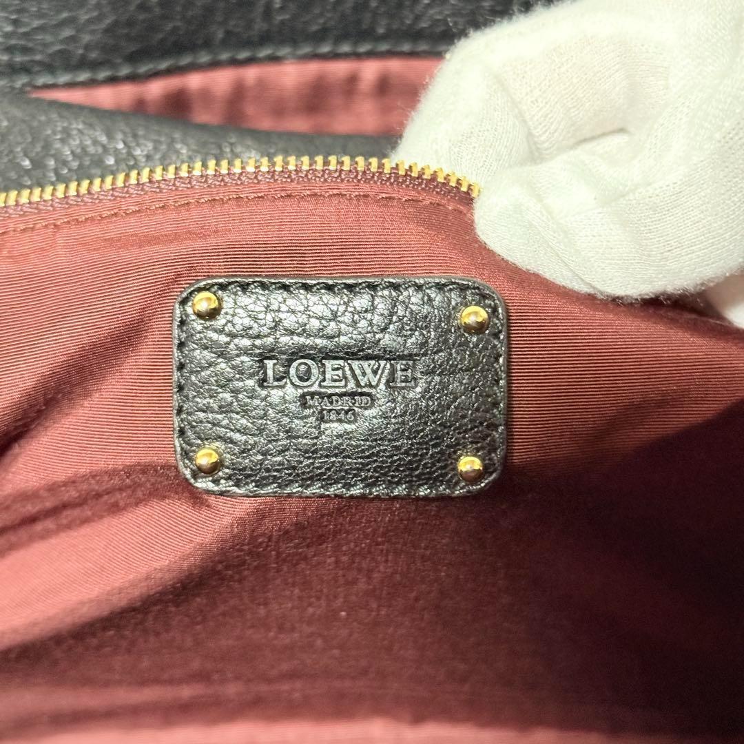 極美品✨LOEWE ロエベ アマソナ 36 ハンドバッグ レザー シボ革　黒