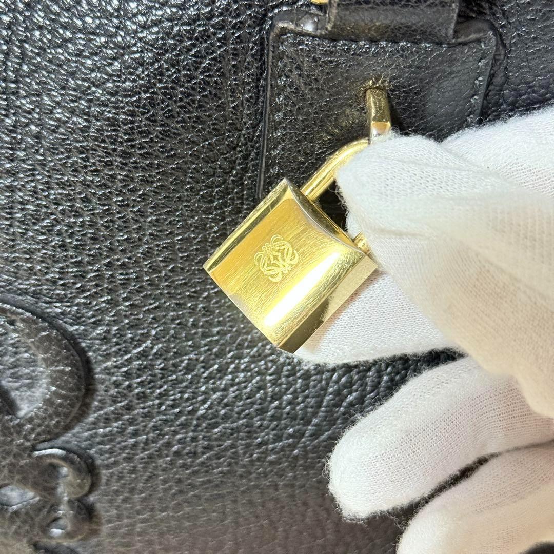 極美品✨LOEWE ロエベ アマソナ 36 ハンドバッグ レザー シボ革　黒