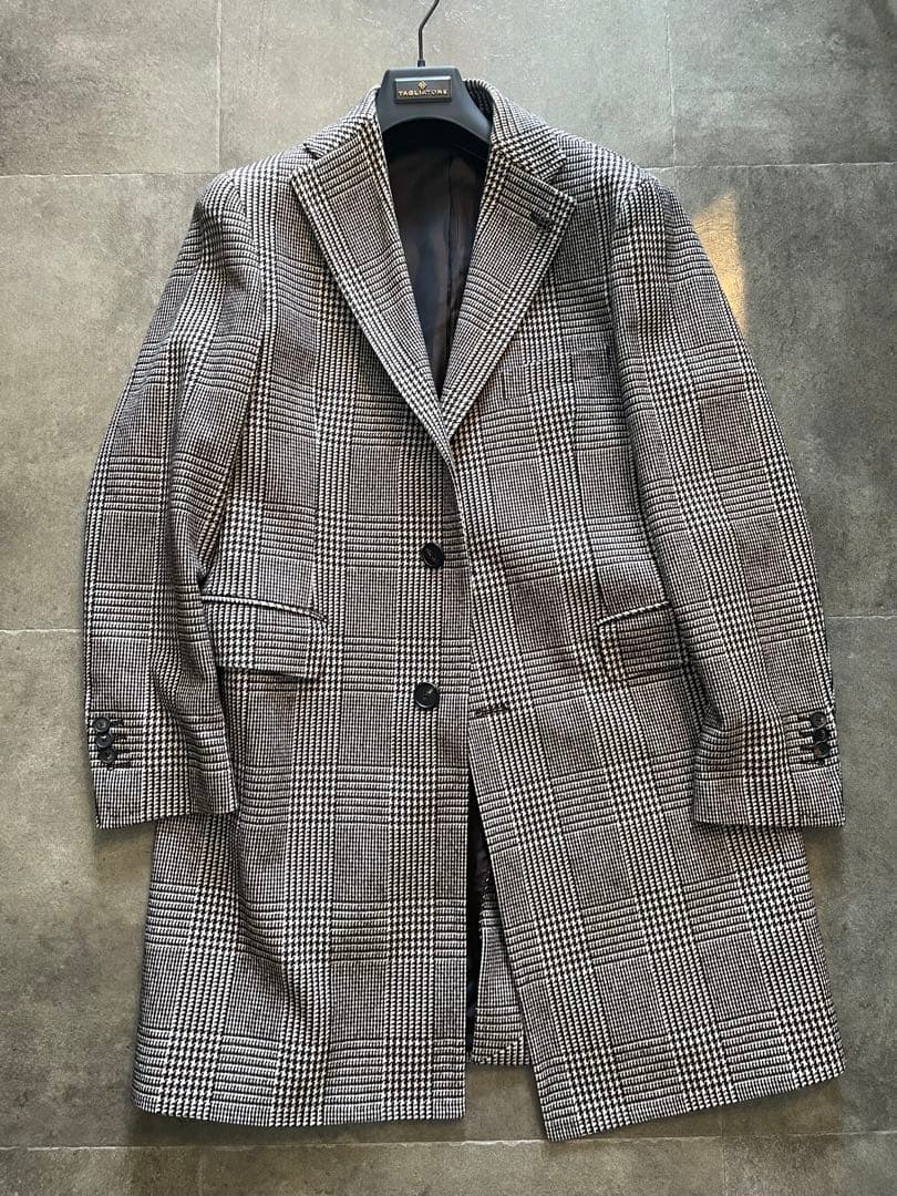 タリアトーレ　チェック柄 ロングコート ブラウン　ハンガー付き