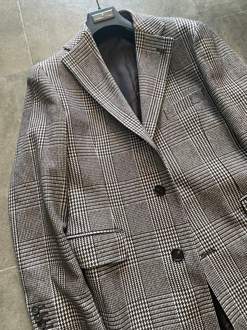 タリアトーレ　チェック柄 ロングコート ブラウン　ハンガー付き