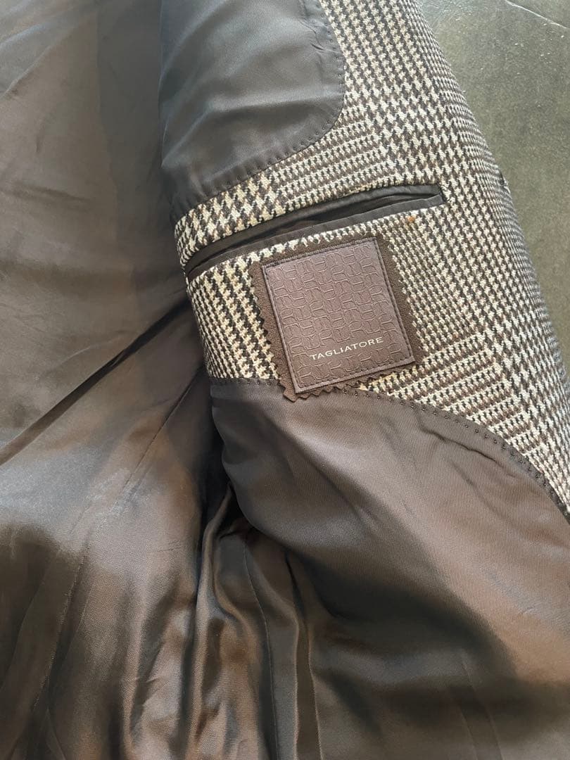 タリアトーレ　チェック柄 ロングコート ブラウン　ハンガー付き